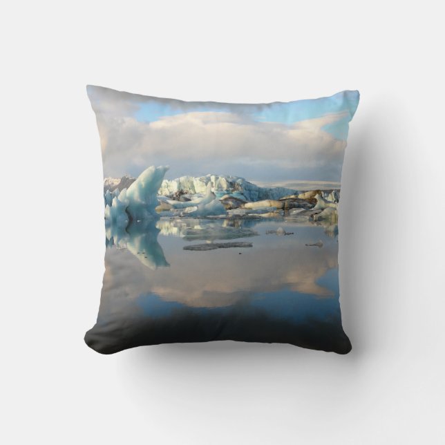 Jokulsarlon Eisbergseereflexions-Wurfskissen Kissen (Vorderseite)