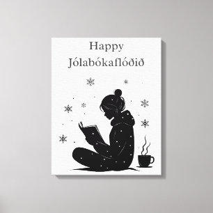 Jólabókaflóð - isländische Buchflut, Postergeschen Leinwanddruck