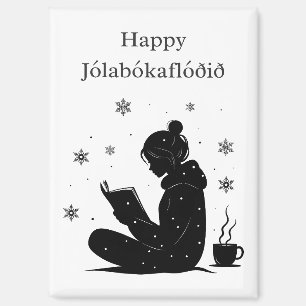 Jólabókaflóð - isländische Buchflut, Postergeschen Magnet