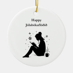 Jolabokaflod - Islands Bücherflut Keramik Ornament