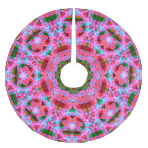 JolChristmas Pink Green Red Merry Star Muster Polyester Weihnachtsbaumdecke