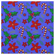 JolChristmas Poinsettia Holly Candy Cane Stoff