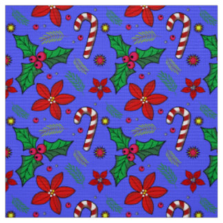 JolChristmas Poinsettia Holly Candy Cane Stoff