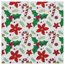 JolChristmas Poinsettia Holly Candy Cane Stoff
