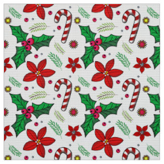 JolChristmas Poinsettia Holly Candy Cane Stoff