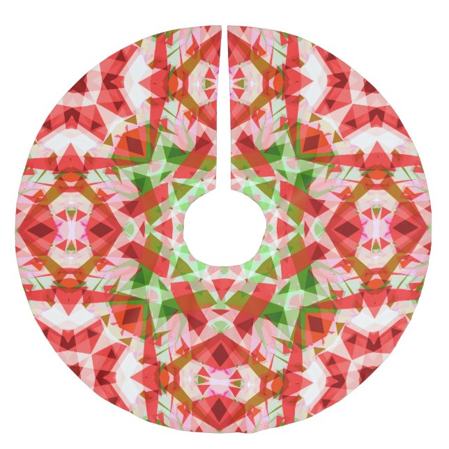JolChristmas Red Green Pink Merry Star Muster Polyester Weihnachtsbaumdecke (Vorderseite)