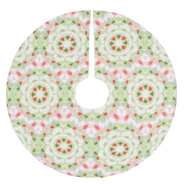 JolChristmas Red Green Pink Merry Star Muster Polyester Weihnachtsbaumdecke (Vorderseite)