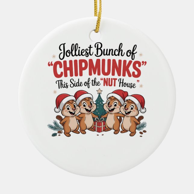 Jolest Bunch von Chipmunks Funny Rodents Xmas Keramik Ornament (Vorne)