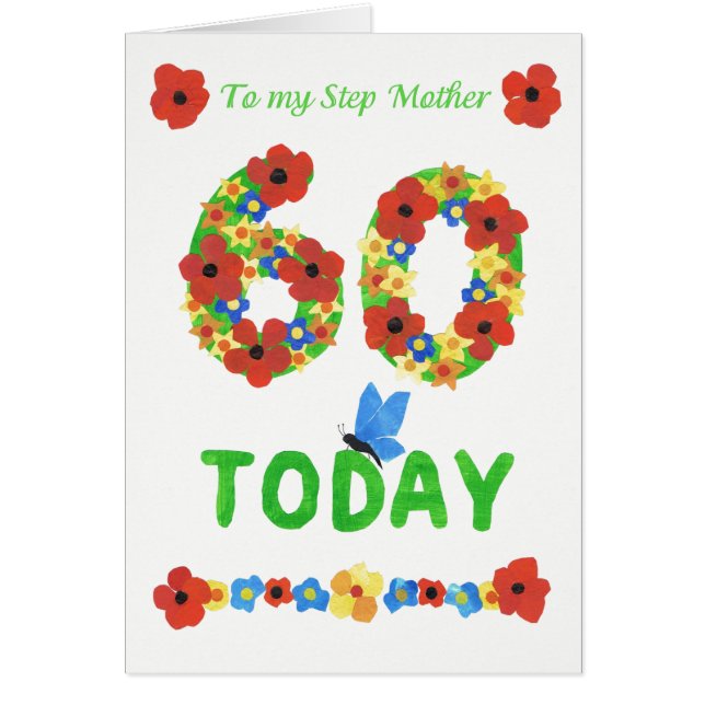 Joli 60ème anniversaire Floral, pour Stepmère (Devant)