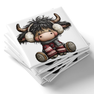 Joli aimant de Noël de vache des Highlands