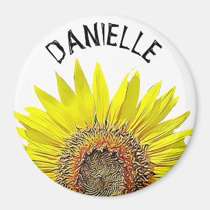 Joli aimant personnalisé de tournesol par nom