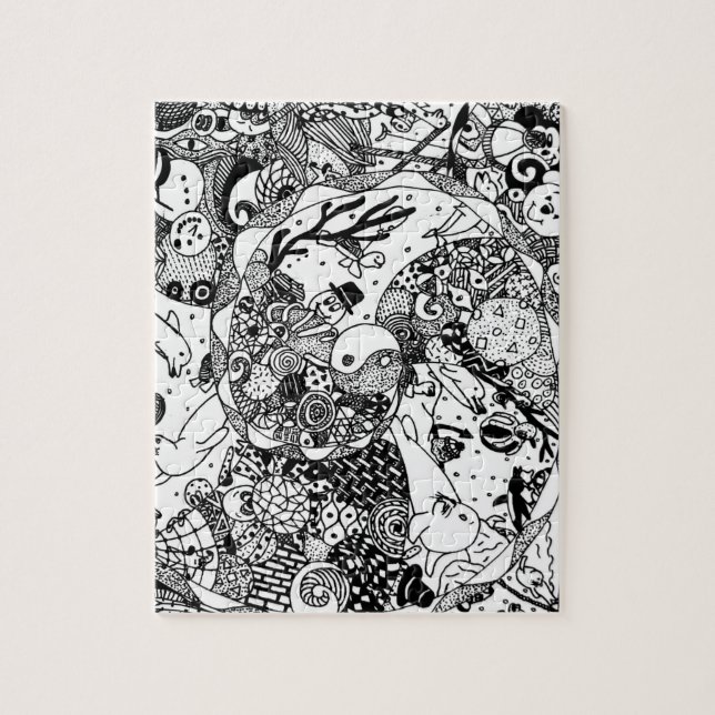 Joli, amusant, noir & blanc caractère puzzle puzzl (Vertical)