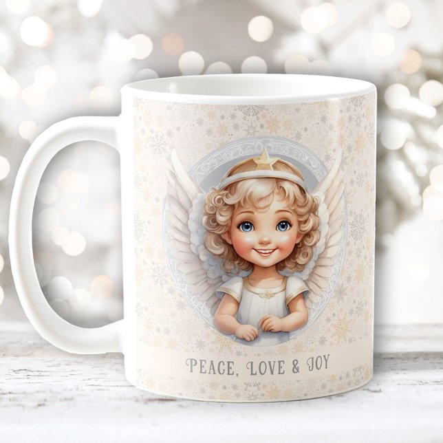 Joli ange Noël Nom de fête Mug (Cute Christmas Angel Holiday Name Mug)