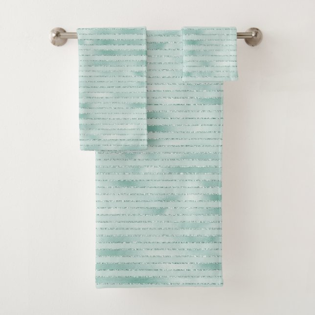 Joli Aqua Mint Glitzy Parties scintillant rayures  (En situation)