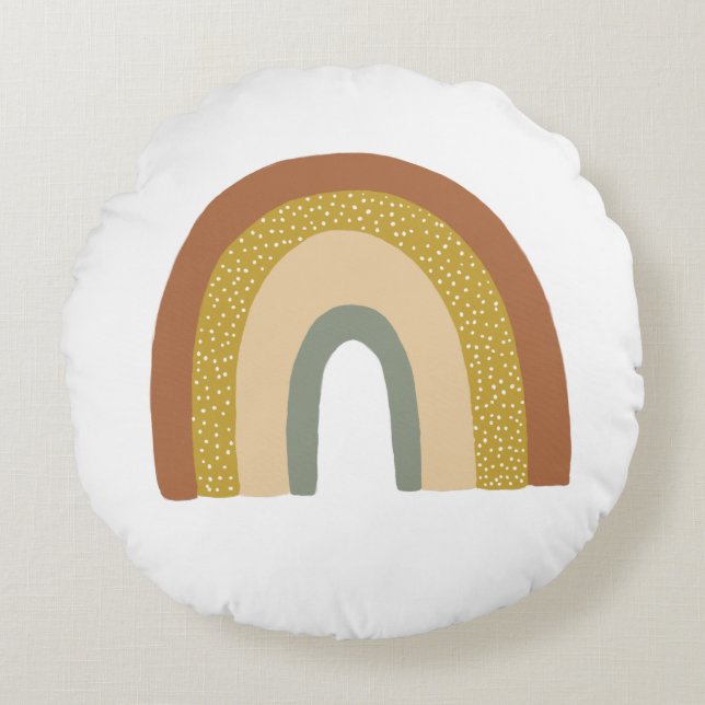 Joli arc-en-ciel terracota bébé coussin rond (Devant)