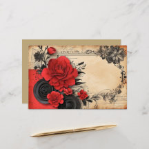 Joli Art Déco Goth Red Flower Papier