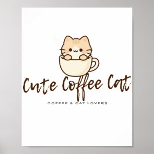 Joli Art Mural de Chat Café – Affiche Drôle pour A
