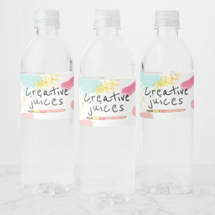 Joli art peinture fête bouteille d'eau étiquette