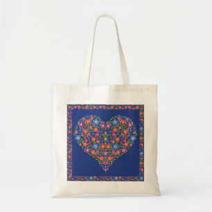 Joli Art populaire Floral Coeur, Sac fourre-tout R