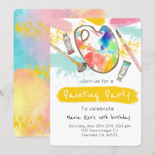 Joli artiste peintre enfant invitation d'anniversa