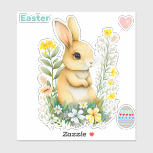 Joli autocollant de lapin de Pâques et d'œuf de Pâ