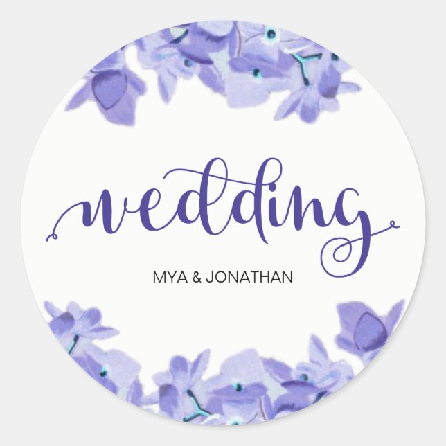 Joli Autocollant de Mariage Floral Rustique (Devant)