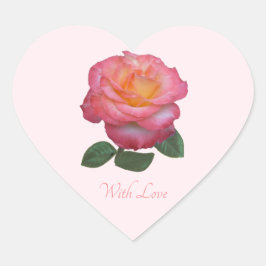 Joli autocollant de rose rose avec amour