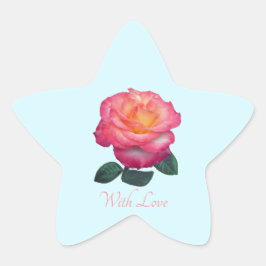 Joli autocollant de rose rose avec amour