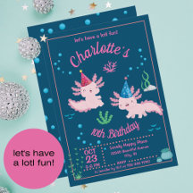 Joli Axolotl Anniversaire Invitation