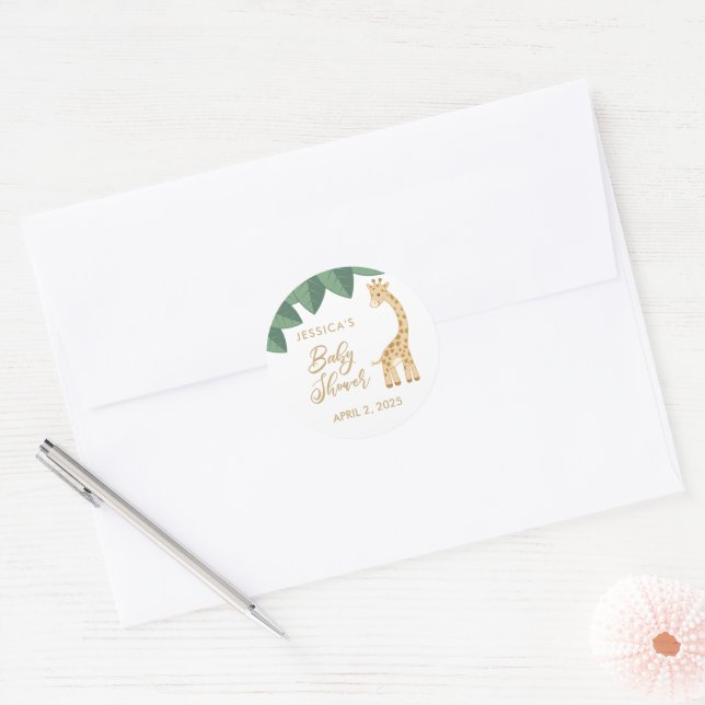 Joli baby shower bébé girafe faveur autocollants (Enveloppe)