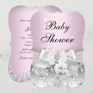 Joli Baby shower Diamond Bow clair rose Invitation
