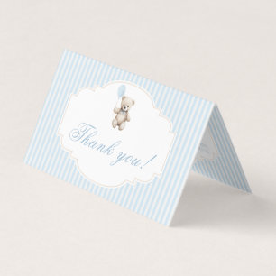 Joli baby shower d'ours bleu en peluche merci cart