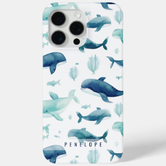 Joli baleines bleues coque iphone personnalisé