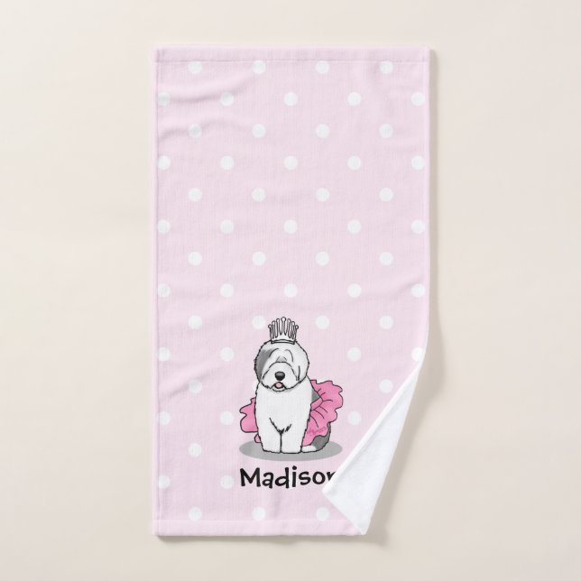 Joli Ballet Princesse Vieux anglais Sheepdog Grey  (Serviette à main)