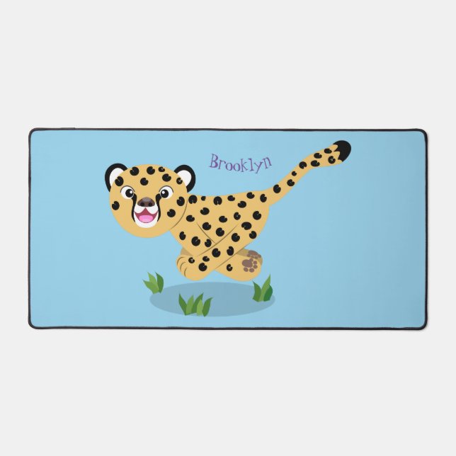 Joli bébé guépard en cours de dessin animé illustr (Recto)