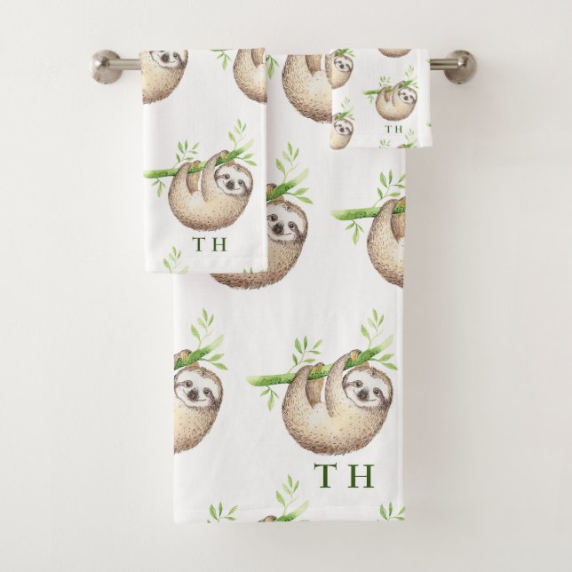 Joli bébé Sloth Boy Baby shower Monogramme (En situation)