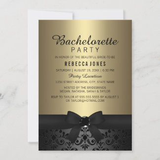 Joli Black & Gold Bow Invitation de la partie de b
