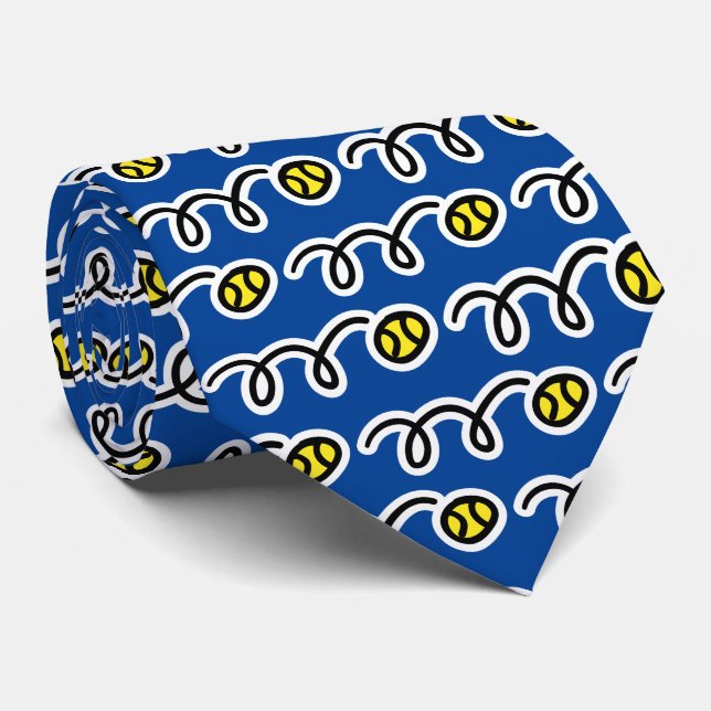 Joli bleu et jaune motif de tennis cravate (Roulé)