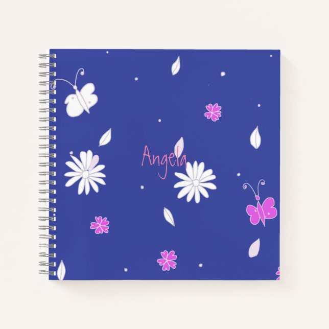 Joli Bleu Été 2 Carnet Carré Personnalisable (Devant)
