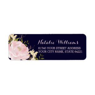 Joli bleu rose floral retour Adresse Étiquettes