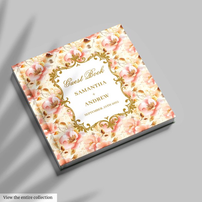 Joli Blush Gold Mariage Livre d'or pour les souven (Pretty Blush Gold Wedding Guest Book for Memories)