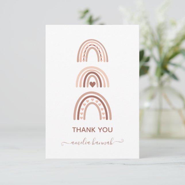 Joli Boho Rainbow Baby shower Carte de remerciemen (Debout devant)