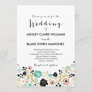 Joli Bouquet Floral Faire-part de mariage Blush