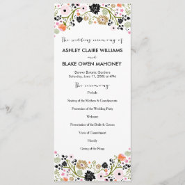 Joli Bouquet Floral Wedding Programme | Noir