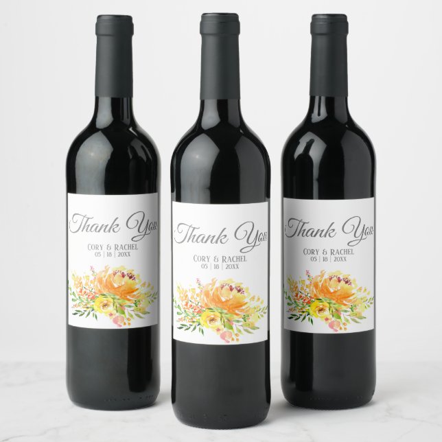 Joli Bouquet Mariage Merci Vin Étiquette (Bouteilles)