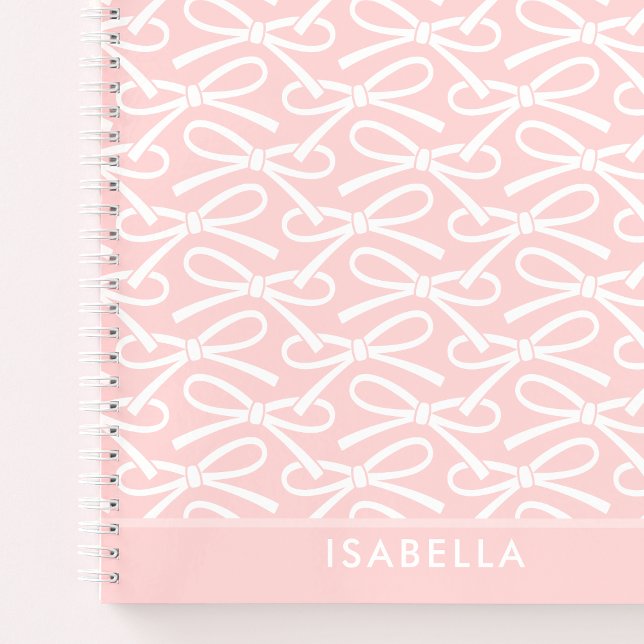 Joli Bow Nom personnalisé Carnet spiral rose (Créateur téléchargé)