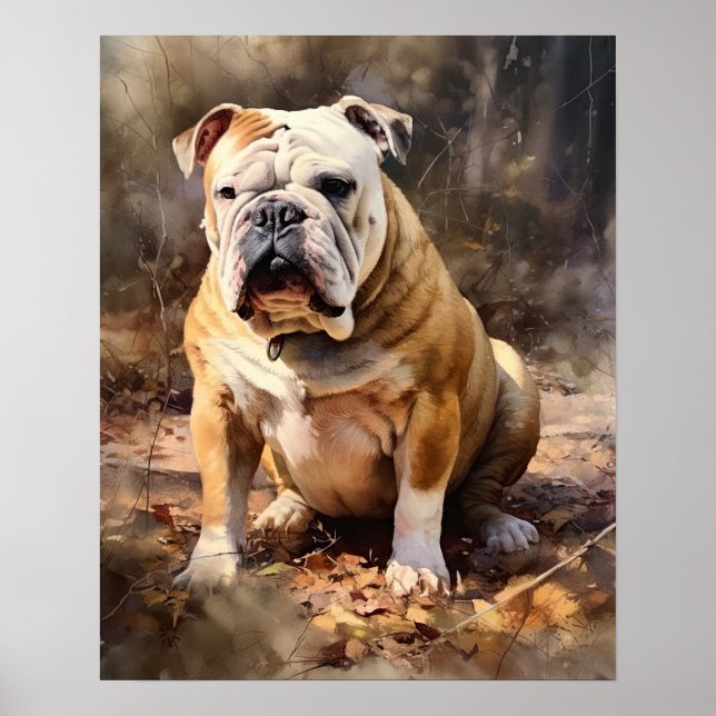 Joli Bulldog Art Imprimer Poster (Devant)