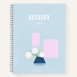 Joli cahier bleu bébé avec des fleurs géométriques