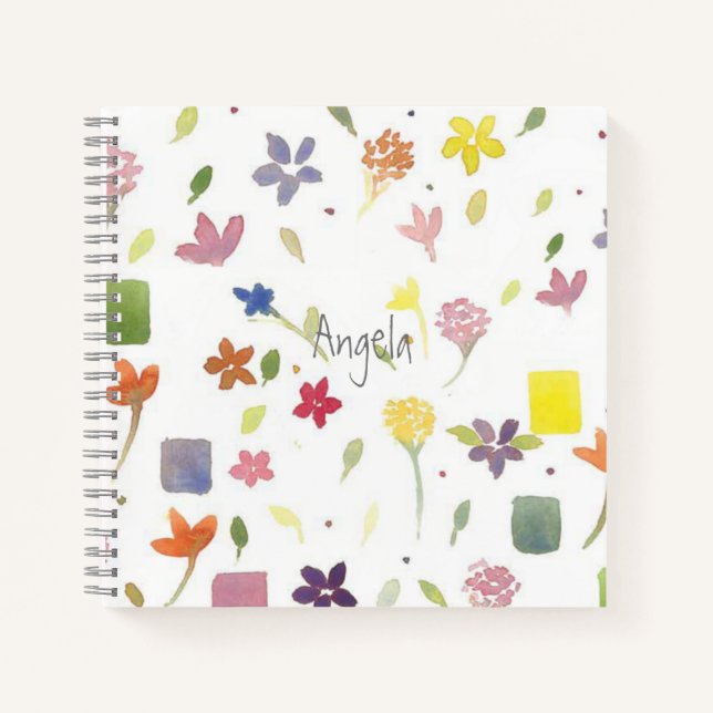 Joli cahier de fleurs à l'aquarelle pour fille (Devant)