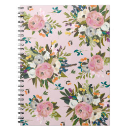 Joli cahier de jardin floral rose